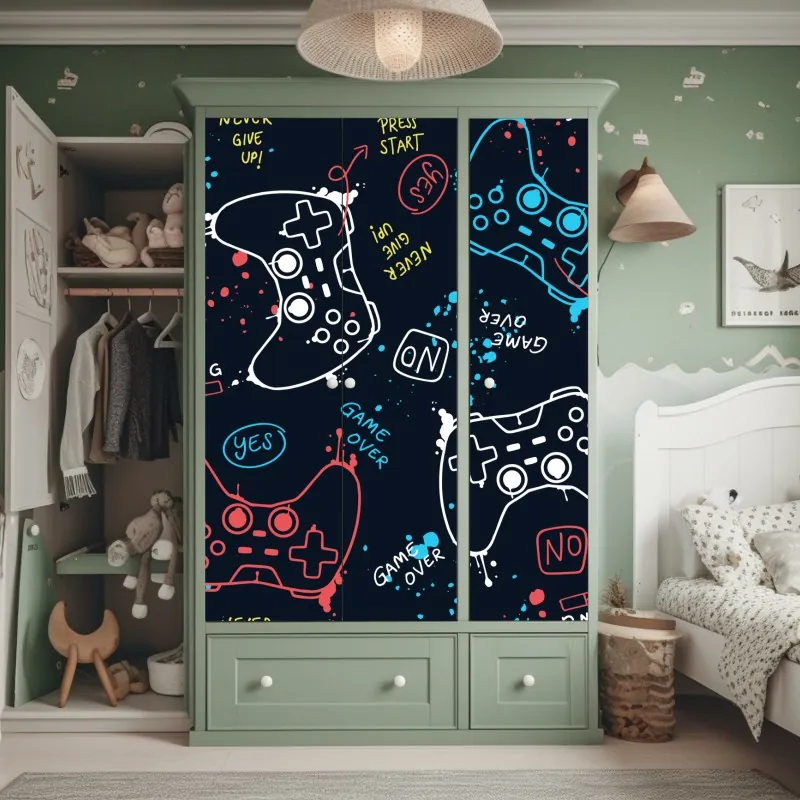 Schrankaufkleber sonniger waldweg zwischen kiefern – Wallnifity®