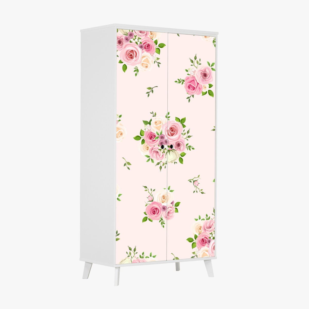 Schrankaufkleber zartes rosenmuster in pastellrosa – Wallnifity®