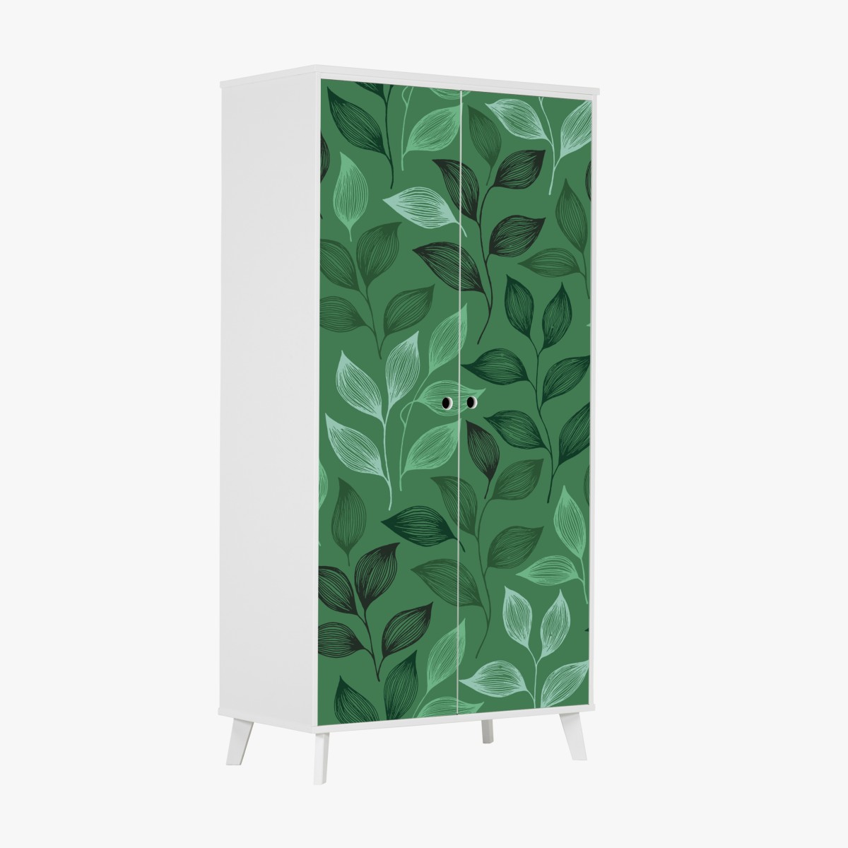 Schrankaufkleber grünes botanisches blättermuster – Wallnifity®