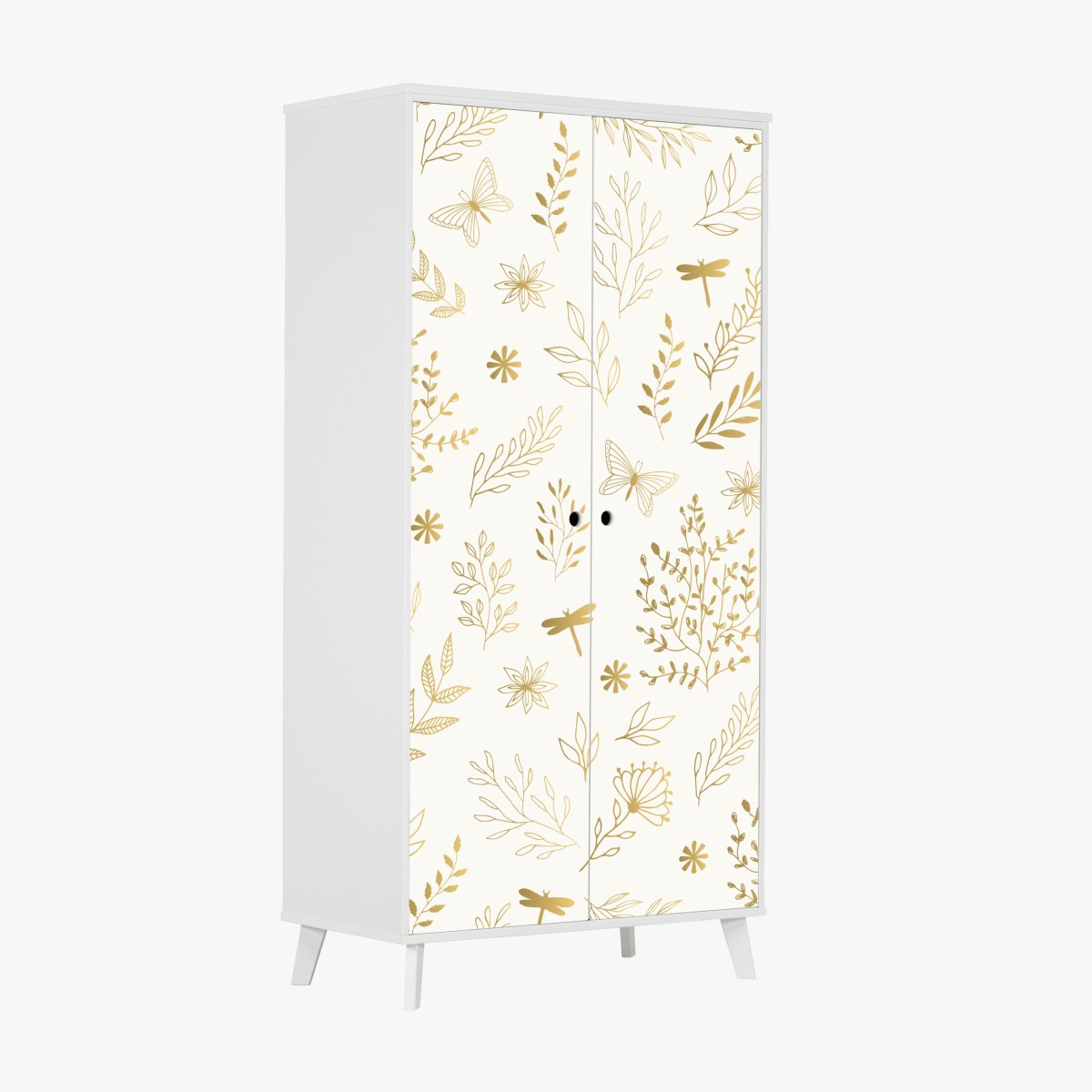 Schrankaufkleber goldenes botanisches muster – Wallnifity®