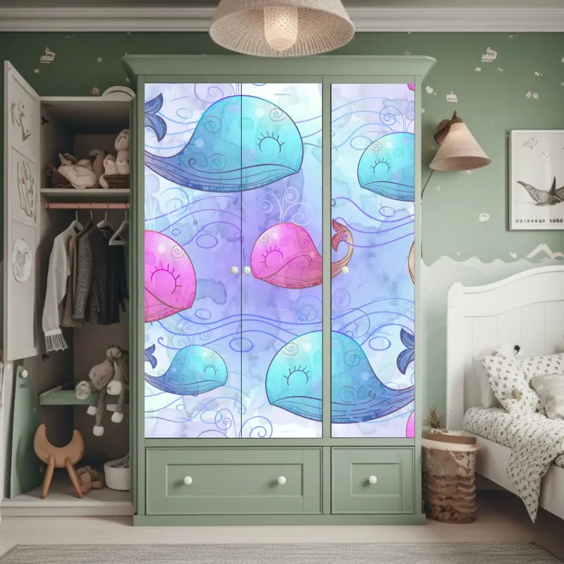 Schrankaufkleber sonniger mediterraner innenhof mit bougainvillea – Wallnifity®