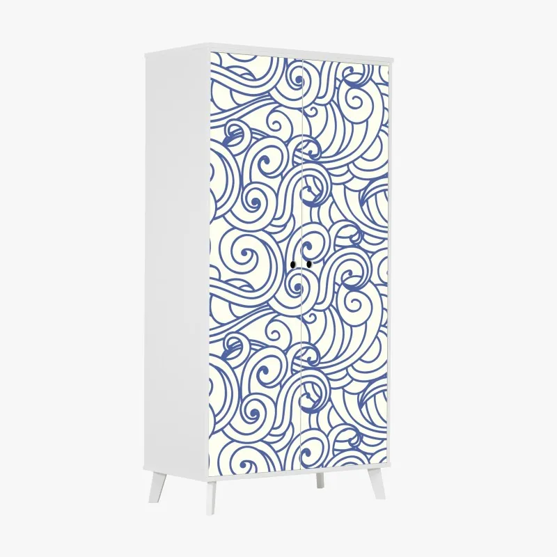 Schrankaufkleber leuchtende lila-blaue abstrakte 3d-formen – Wallnifity®