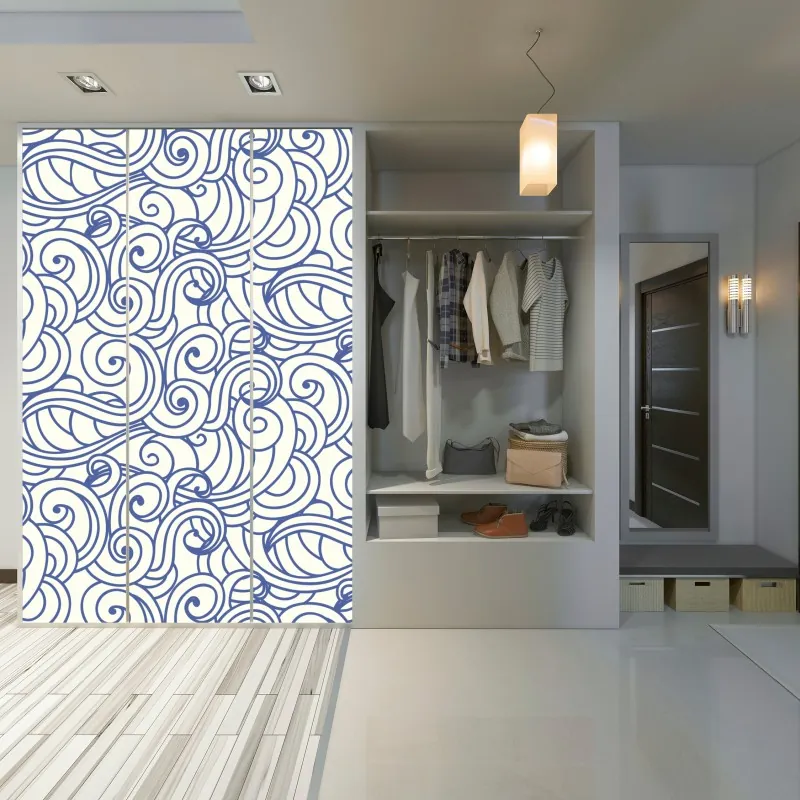 Schrankaufkleber leuchtende lila-blaue abstrakte 3d-formen – Wallnifity®