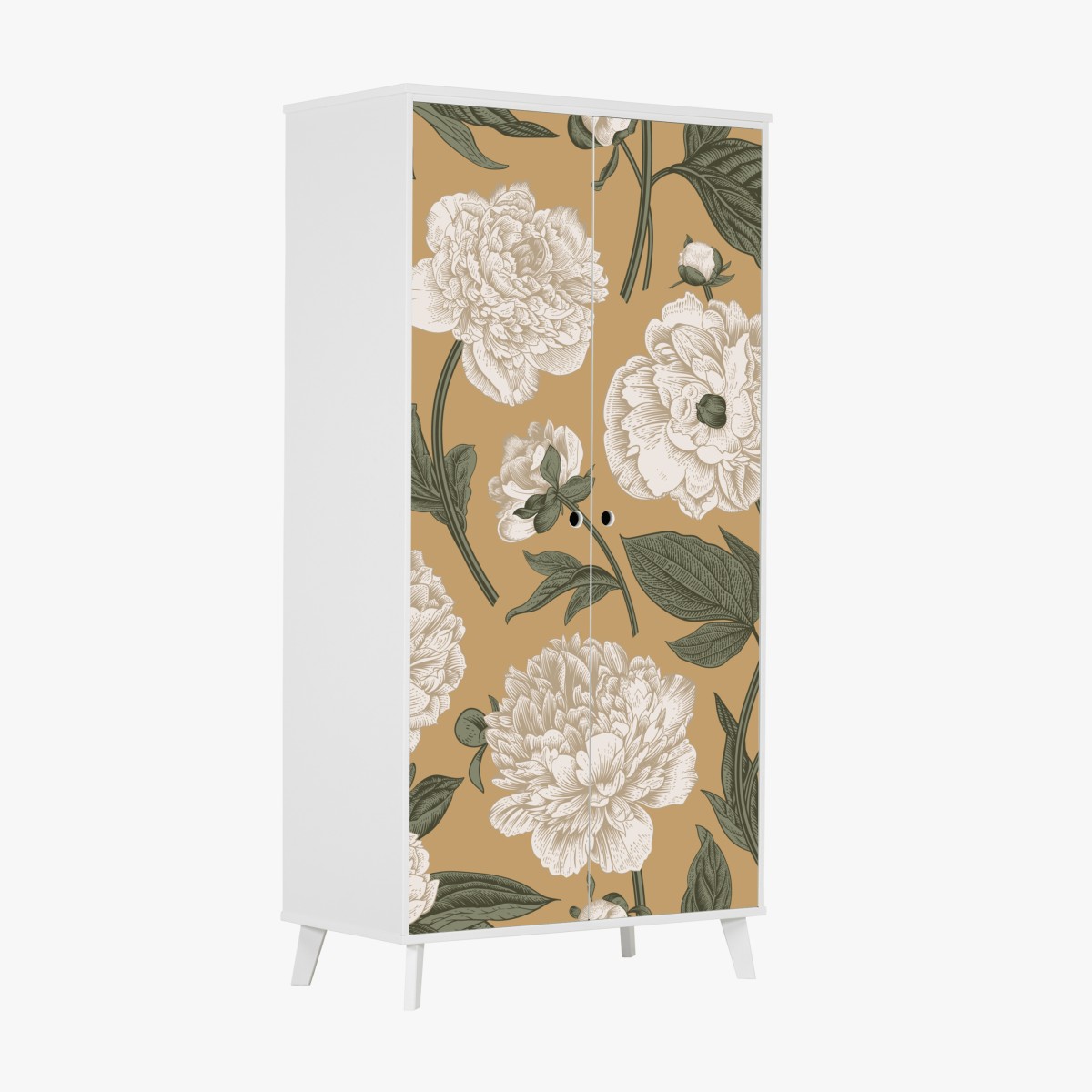 Schrankaufkleber vintage botanisches muster mit pfingstrosen – Wallnifity®