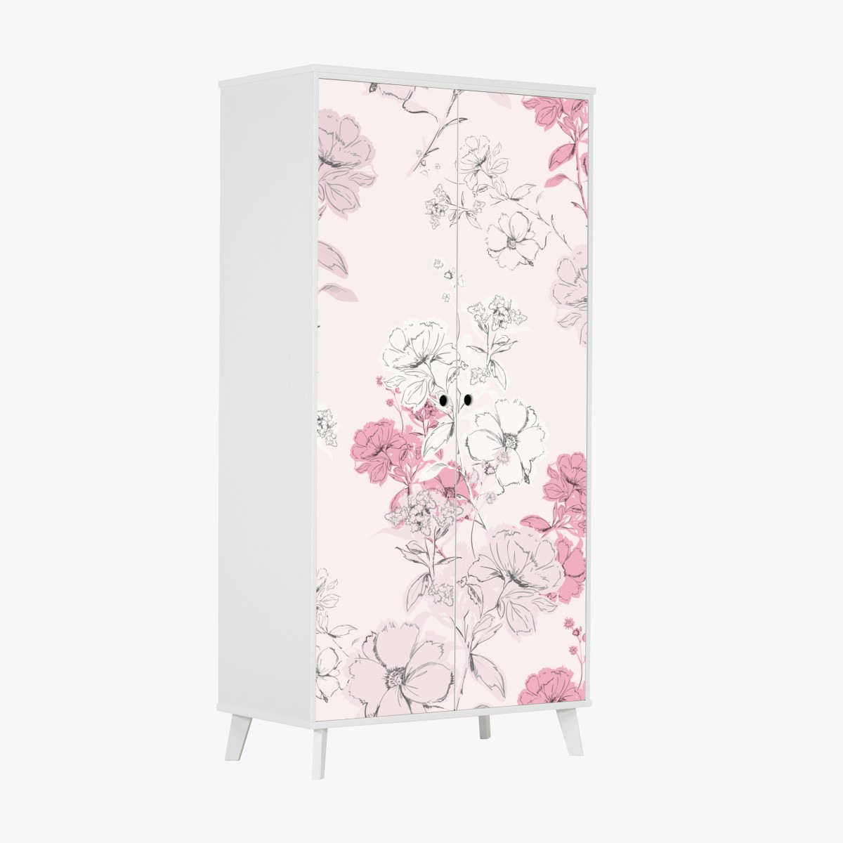 Schrankaufkleber zartes rosa blumenmuster – Wallnifity®