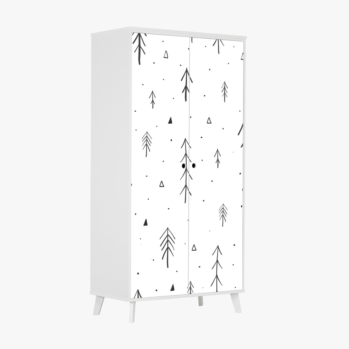 Schrankaufkleber minimalistisches muster mit handgezeichneten bäumen – Wallnifity®