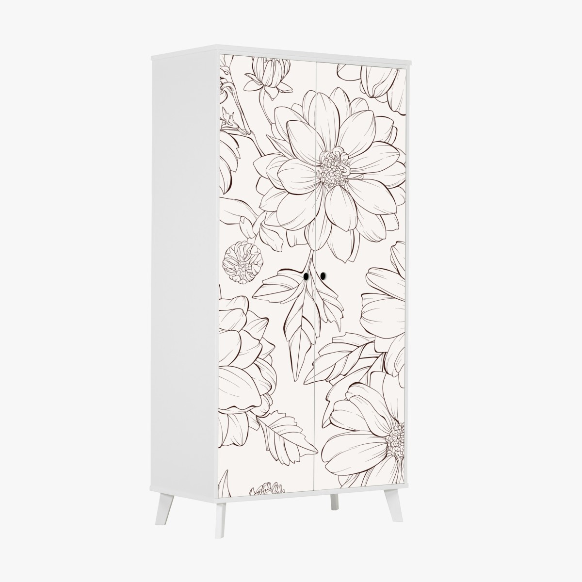 Schrankaufkleber zartes botanisches blumenmuster – Wallnifity®