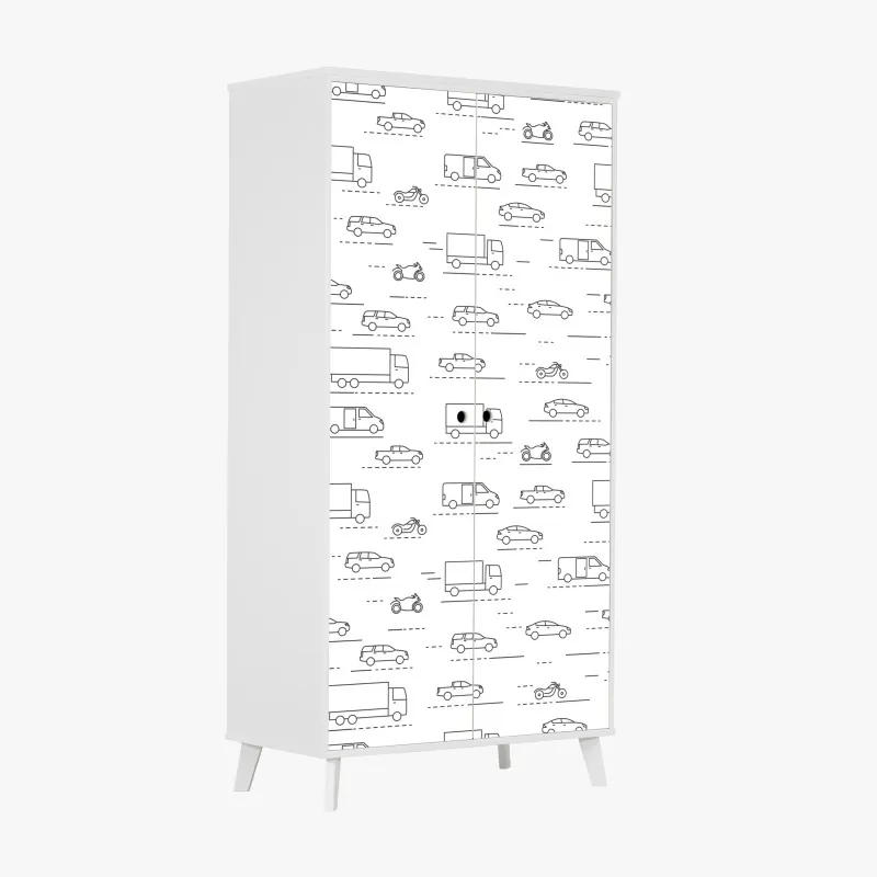 Schrankaufkleber schwarz-weißes marmormuster – Wallnifity®