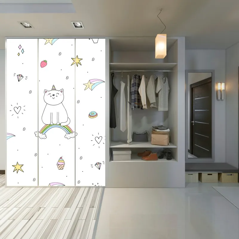 Schrankaufkleber pastellmuster mit rehkitzen und hasen – Wallnifity®