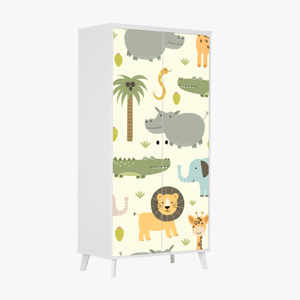 Schrankaufkleber pastell safari tiermuster – Wallnifity®