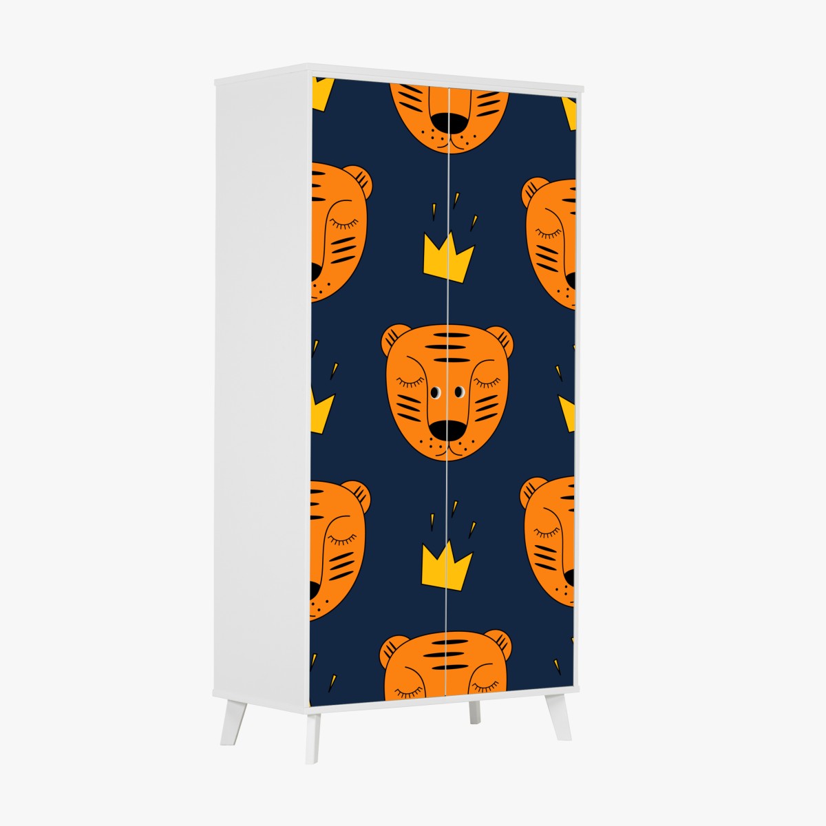 Schrankaufkleber verspieltes tiger-muster für kinderzimmer – Wallnifity®