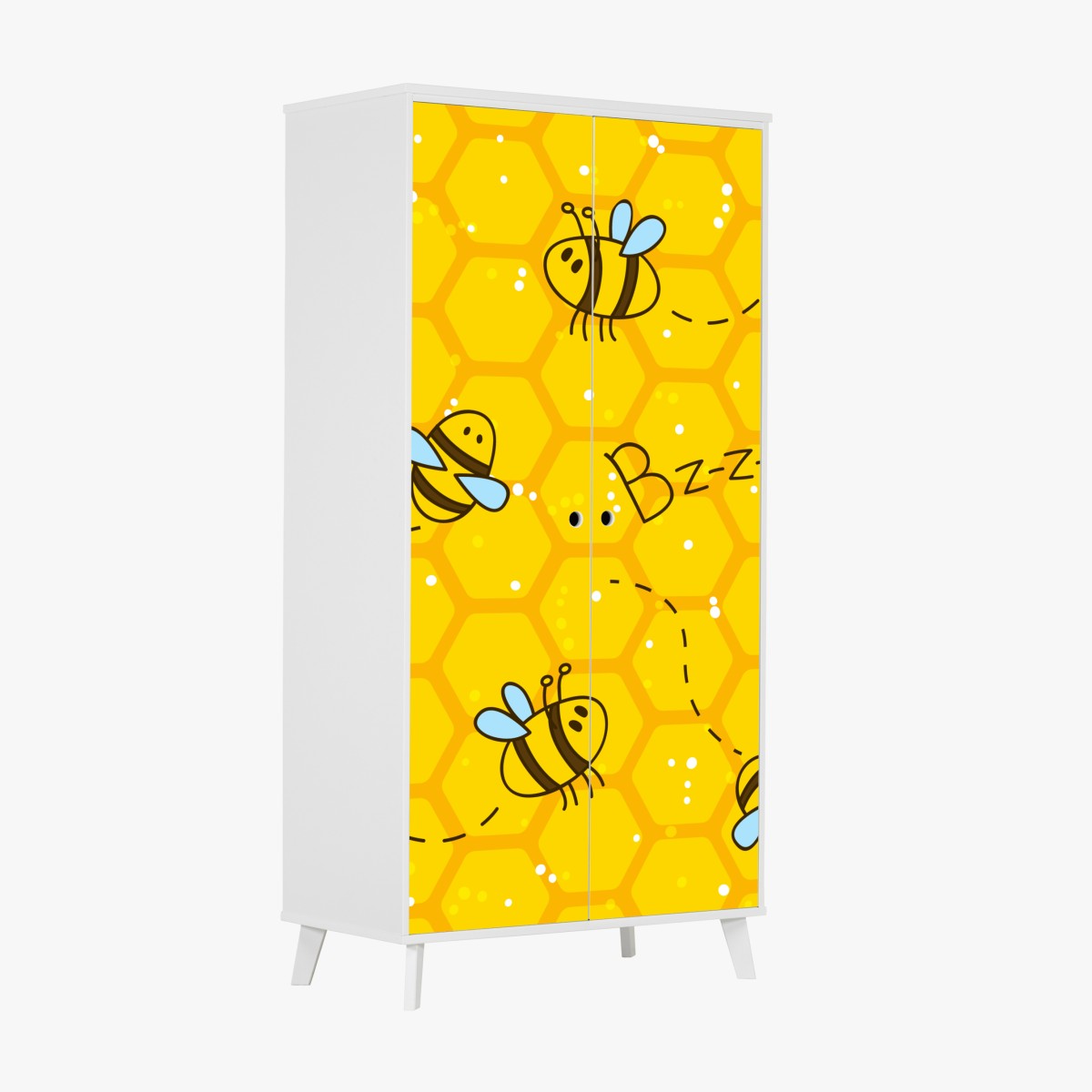 Schrankaufkleber niedliches bienen- und wabenmuster – Wallnifity®