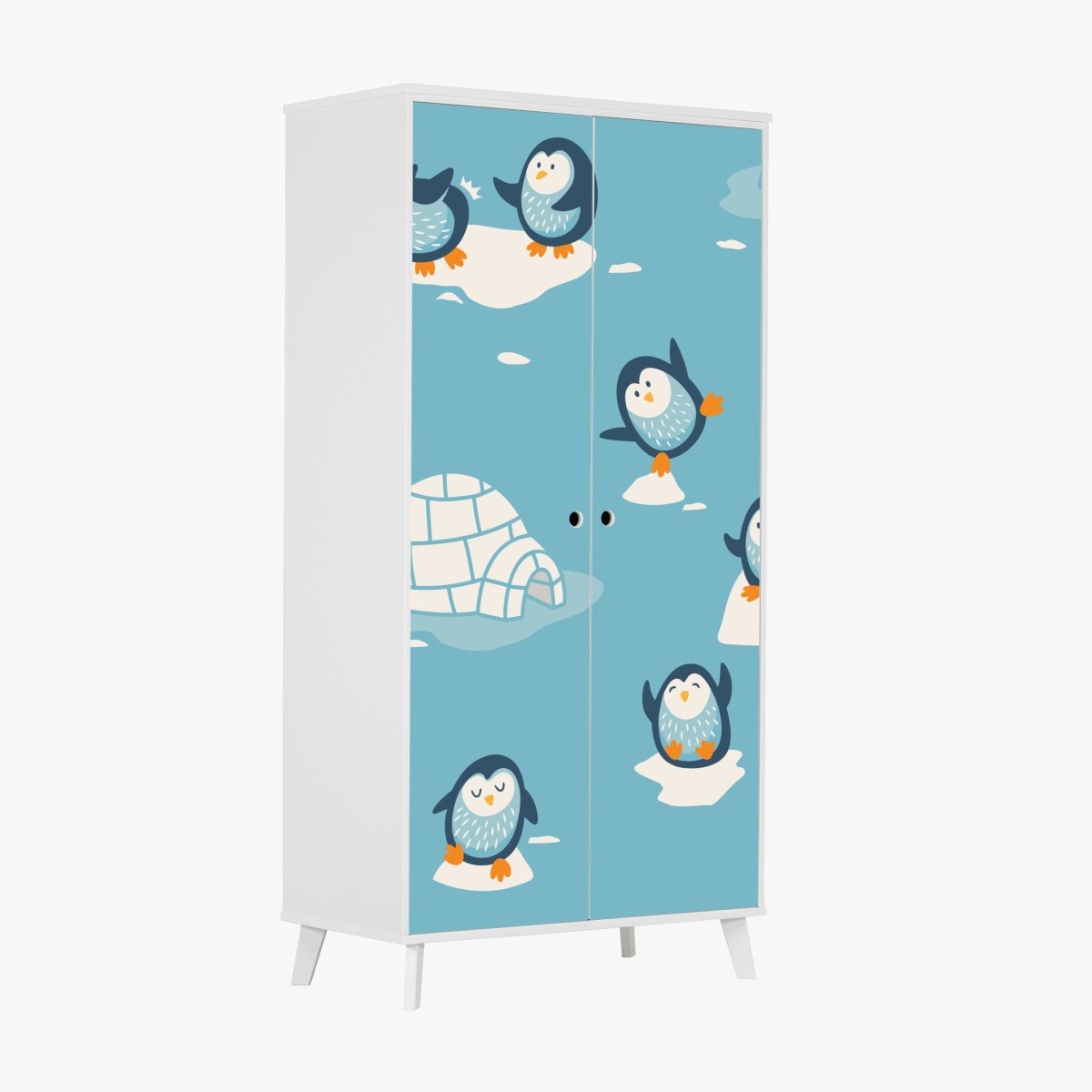 Schrankaufkleber verspieltes pinguinmuster für kinderzimmer – Wallnifity®