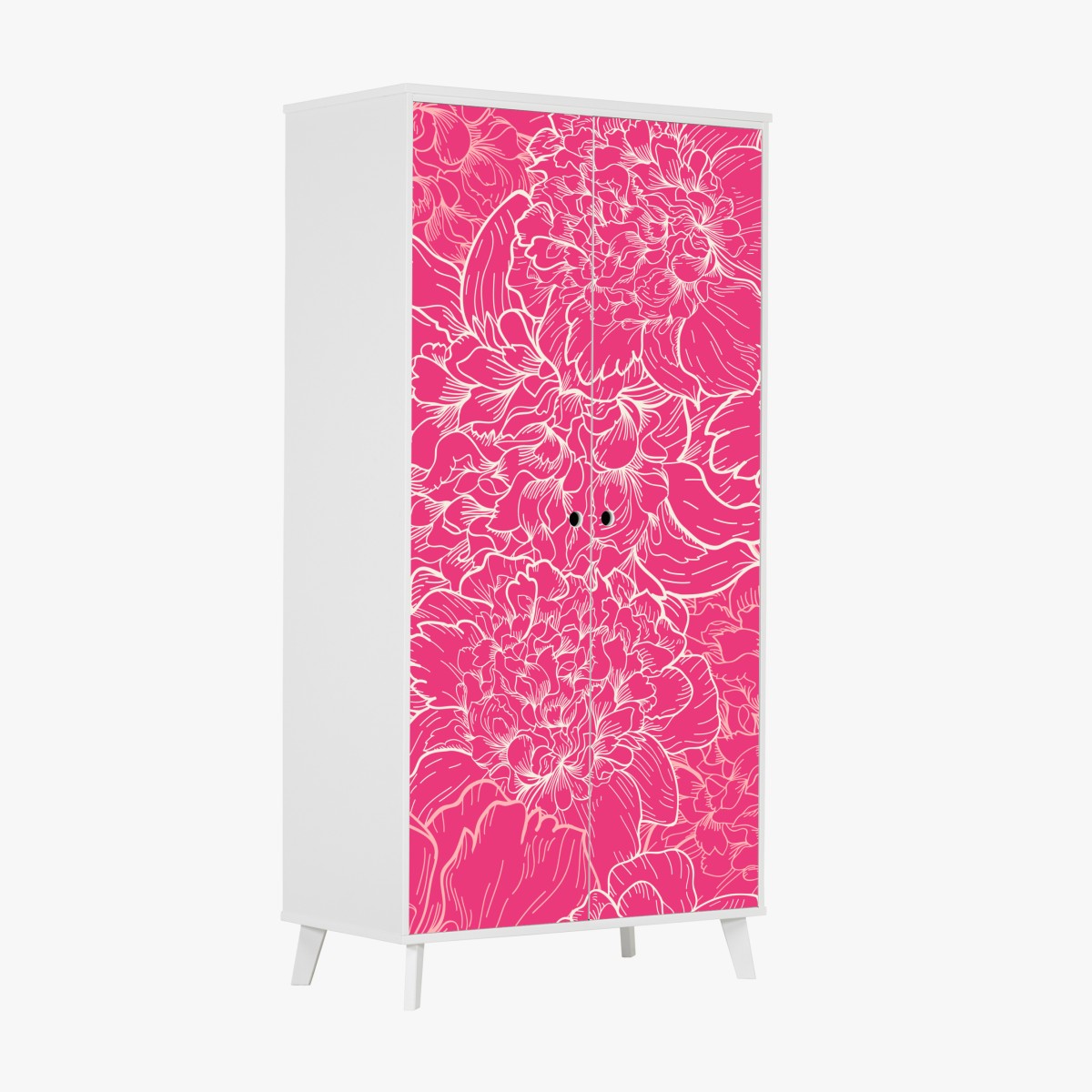 Schrankaufkleber leuchtendes rosa pfingstrosenmuster – Wallnifity®