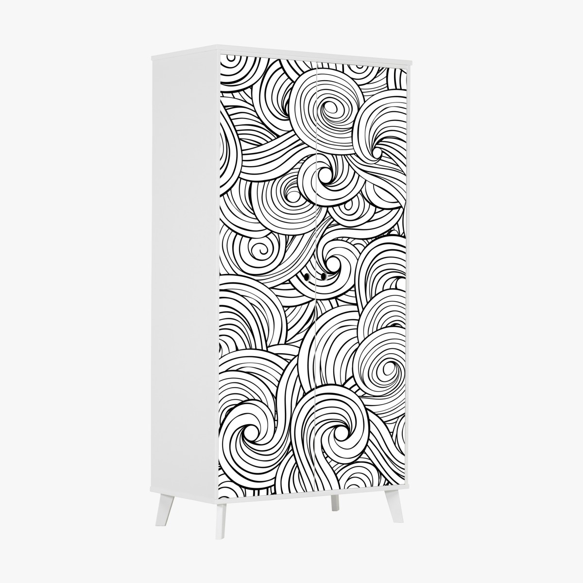 Schrankaufkleber schwarzweißes spiralmuster – Wallnifity®