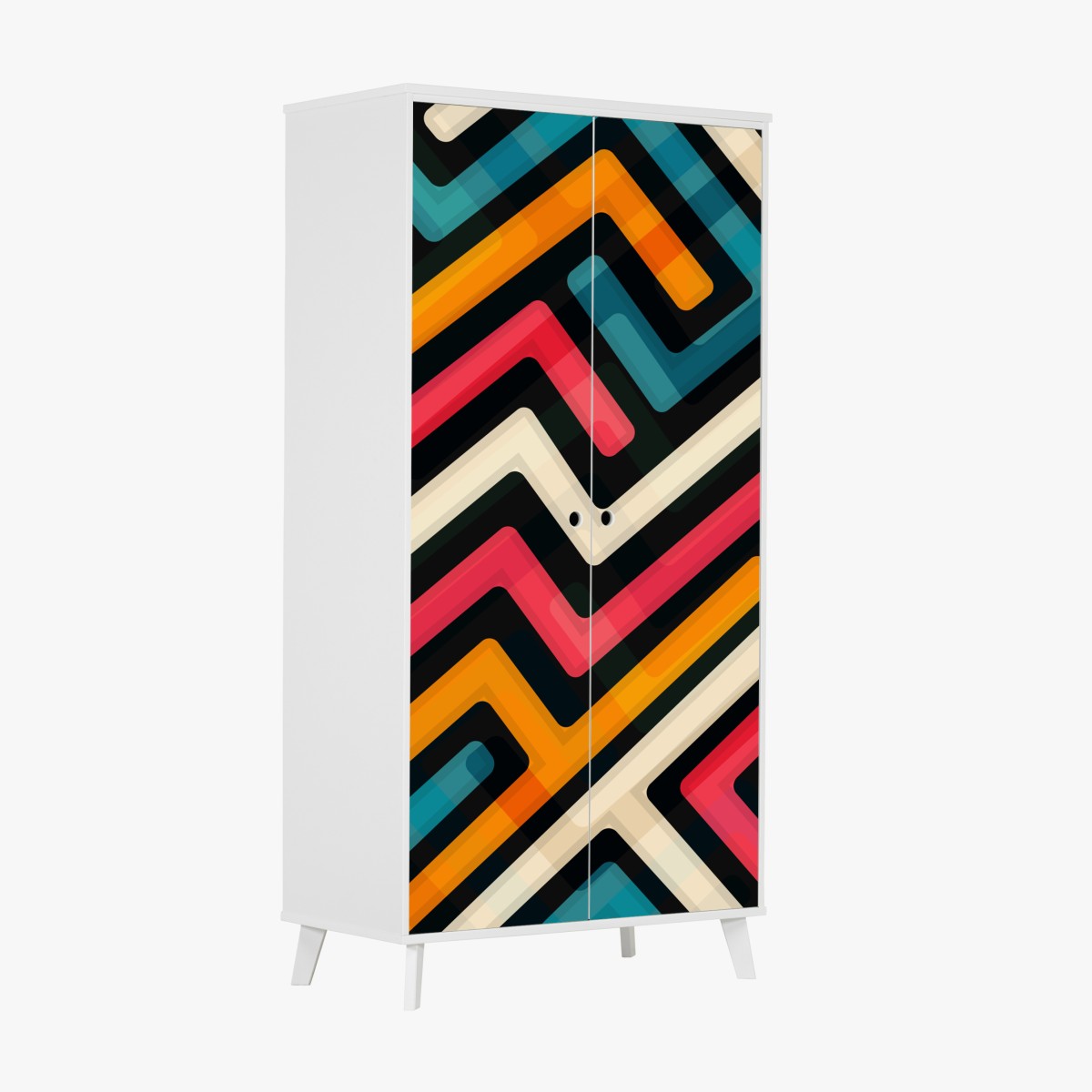 Schrankaufkleber buntes geometrisches labyrinthmuster – Wallnifity®