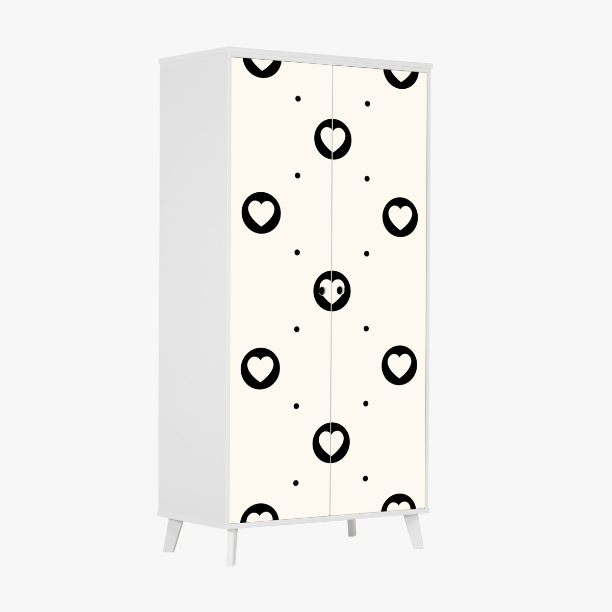 Schrankaufkleber minimalistisches muster mit schwarzen herzen – Wallnifity®