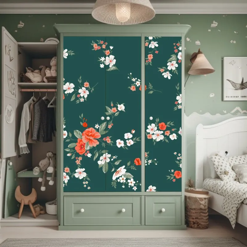 Schrankaufkleber rosa blütenallee unter kirschbäumen – Wallnifity®