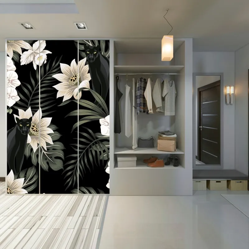 Schrankaufkleber schwarz-weißes marmormuster – Wallnifity®