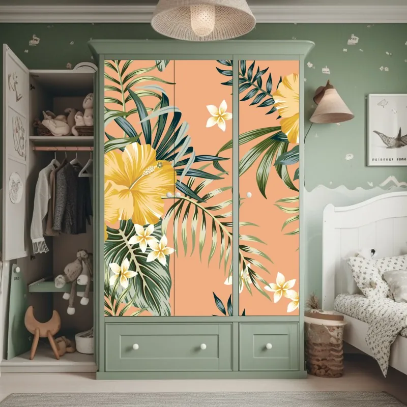 Schrankaufkleber goldener sonnenuntergang über der skyline von New York – Wallnifity®