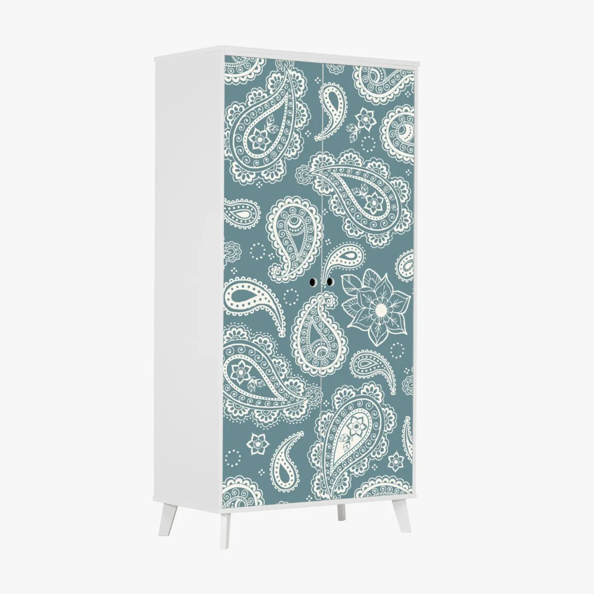 Schrankaufkleber türkis paisley muster mit blumendetails – Wallnifity®