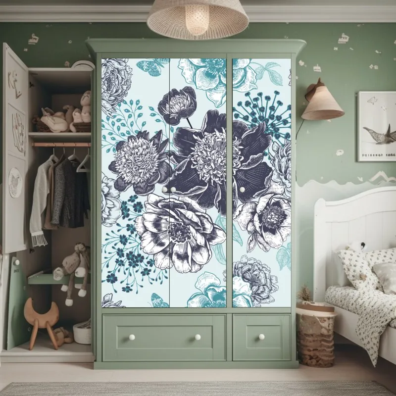 Schrankaufkleber impressionistische mohnwiese – Wallnifity®