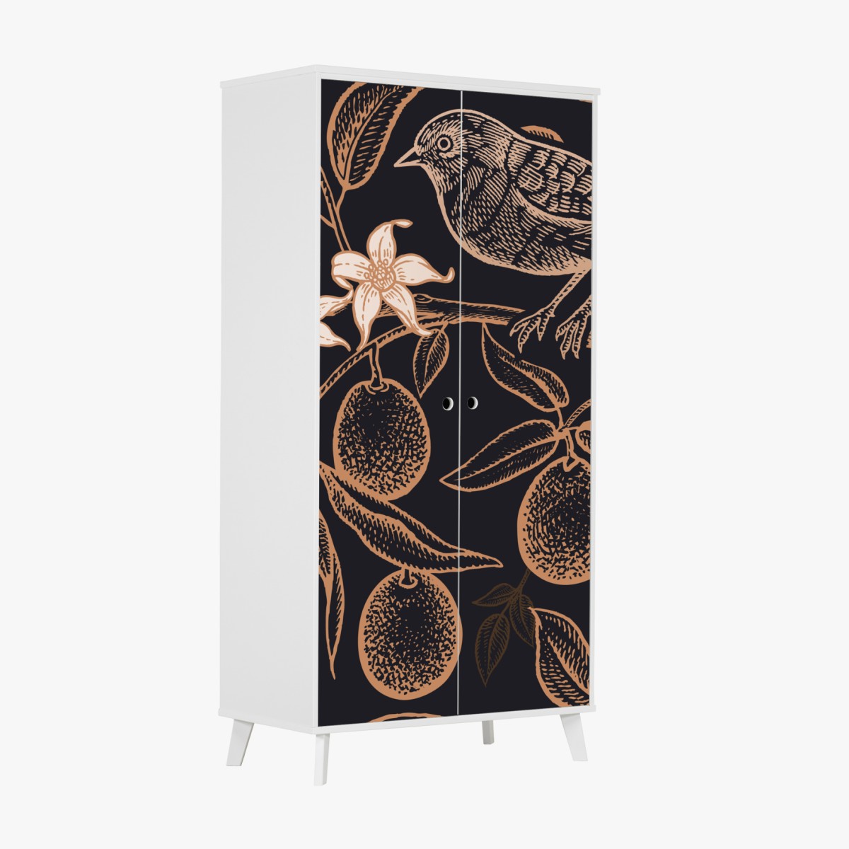 Schrankaufkleber vintage vogel- und zitrusmuster – Wallnifity®