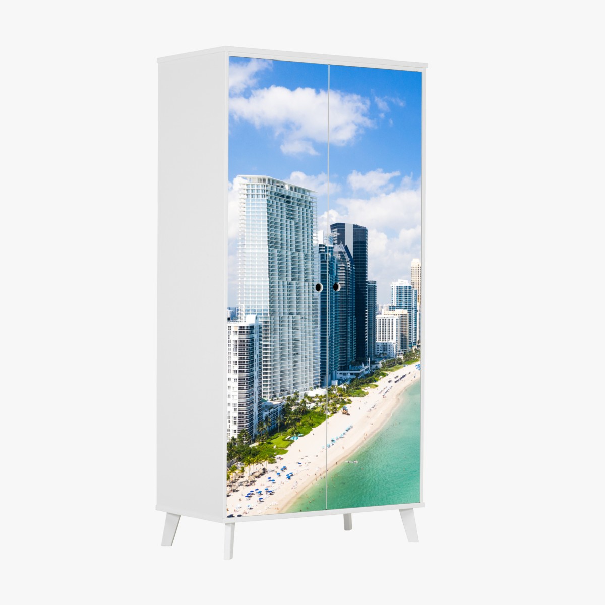 Schrankaufkleber türkisfarbene strand-skyline – Wallnifity®