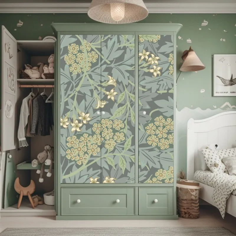 Schrankaufkleber botanische linienzeichnung mit blumen – Wallnifity®