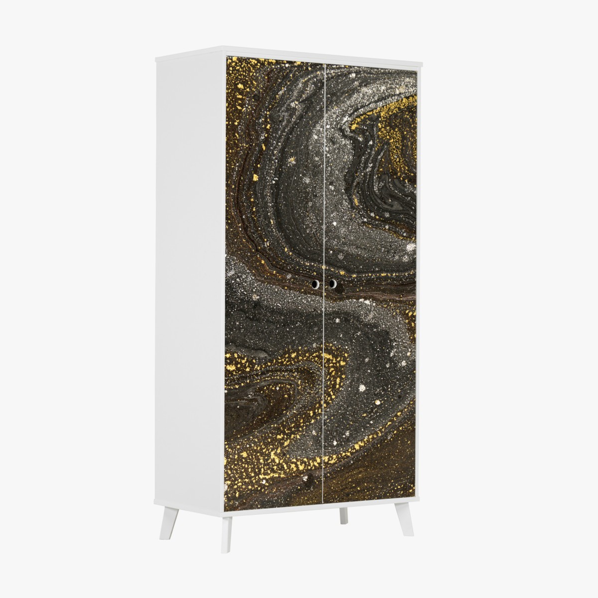 Schrankaufkleber gold-schwarzer marmorwirbel – Wallnifity®
