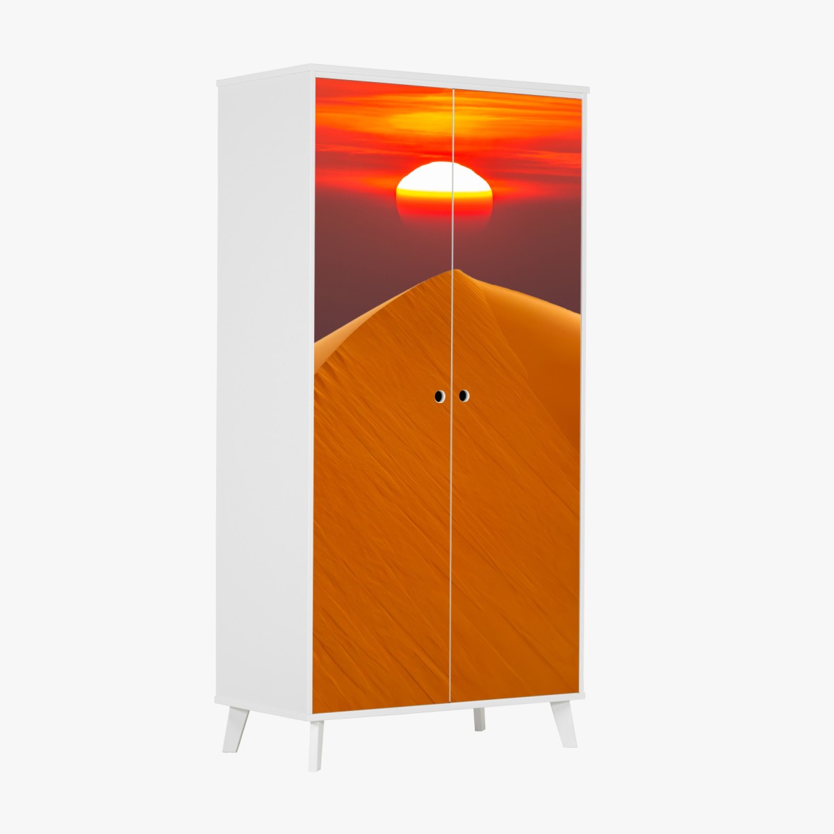 Schrankaufkleber goldener sonnenuntergang über sanddünen – Wallnifity®