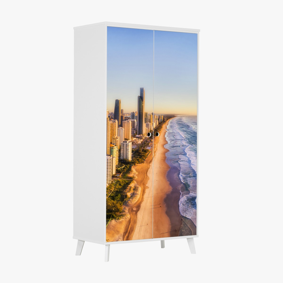 Schrankaufkleber sonnenaufgang über Surfers Paradise skyline – Wallnifity®
