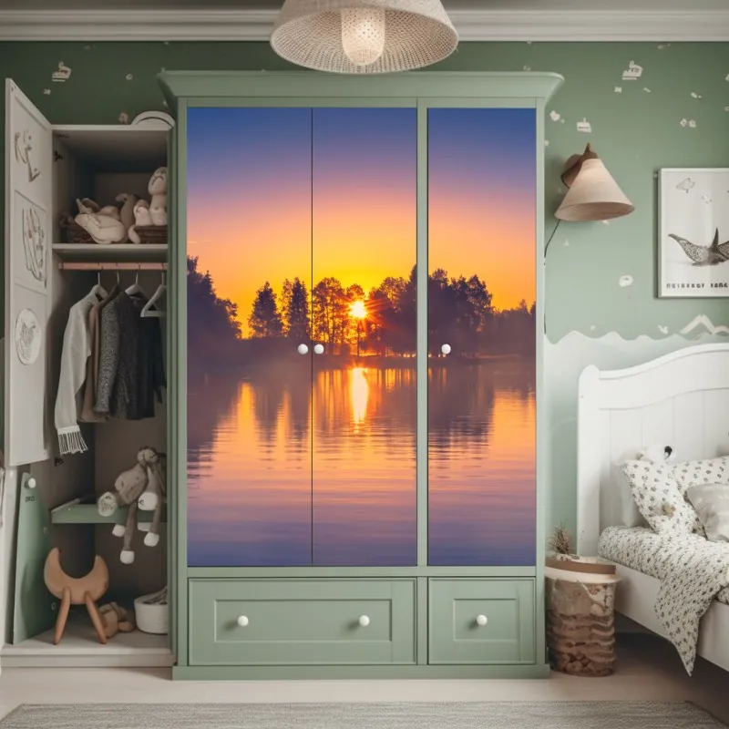 Schrankaufkleber aquarell monstera blättermuster – Wallnifity®