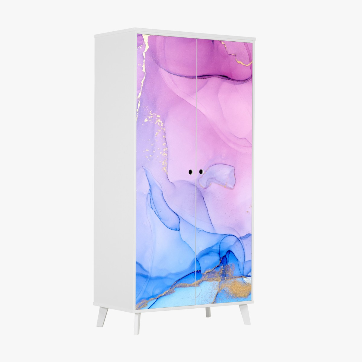 Schrankaufkleber rosa und blaue marmorierte abstraktion – Wallnifity®
