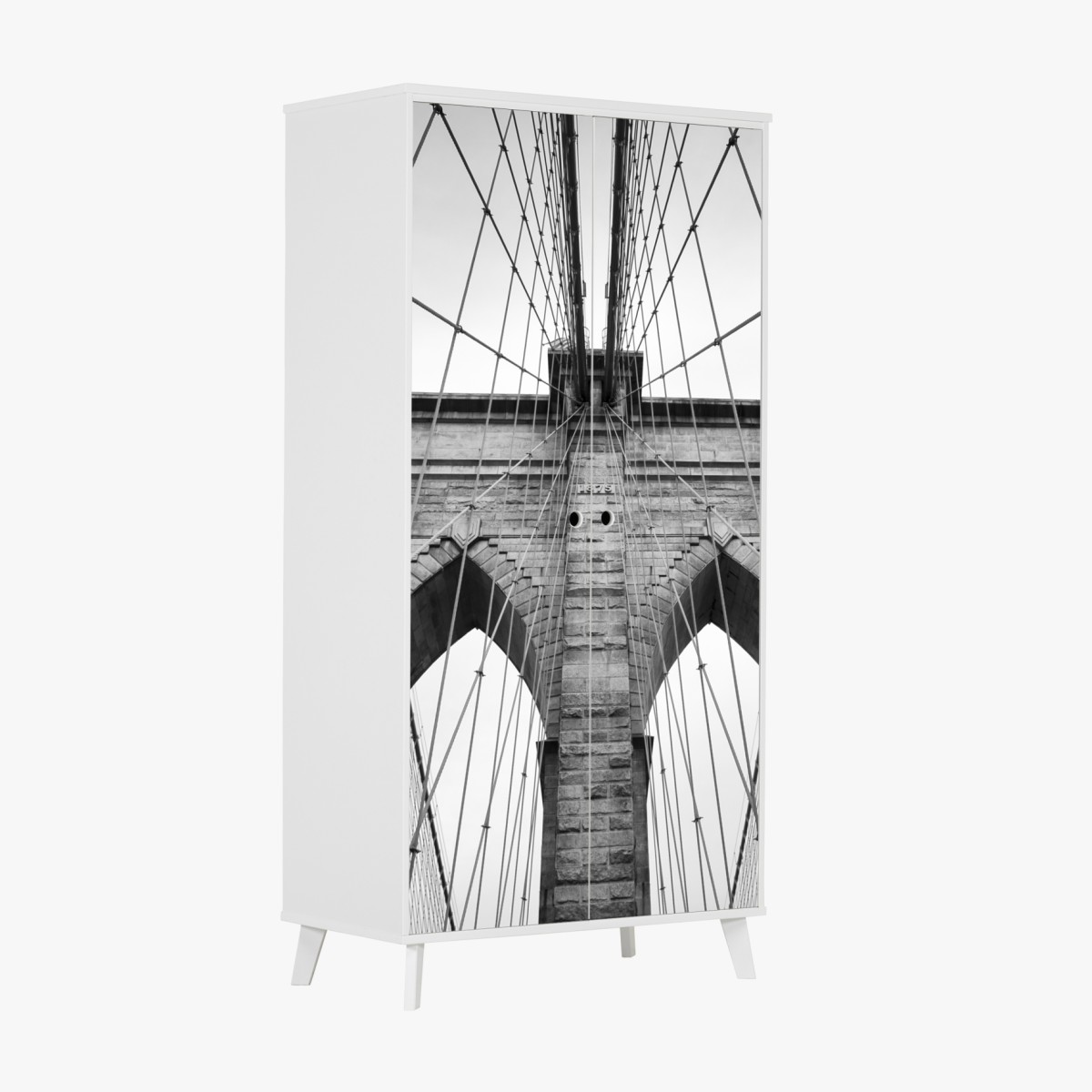 Schrankaufkleber monochrome hängebrücke aus grafischer perspektive – Wallnifity®
