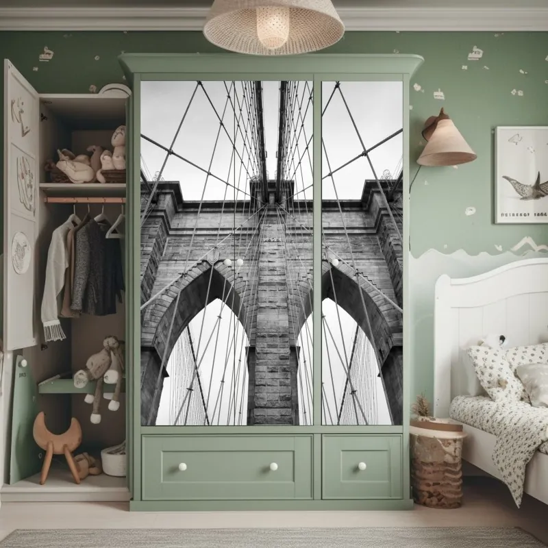 Schrankaufkleber moderne stadtsilhouette bei dämmerung – Wallnifity®