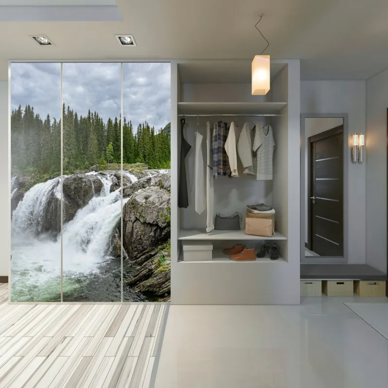Schrankaufkleber ruhiger monochromer see mit reflexionen – Wallnifity®