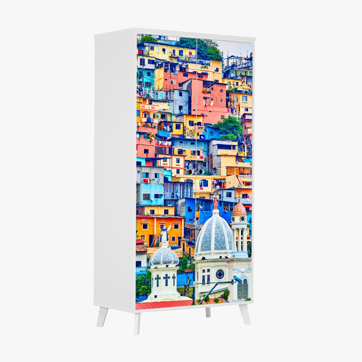 Schrankaufkleber bunte häuser von Las Peñas am Santa Ana hügel, Guayaquil – Wallnifity®