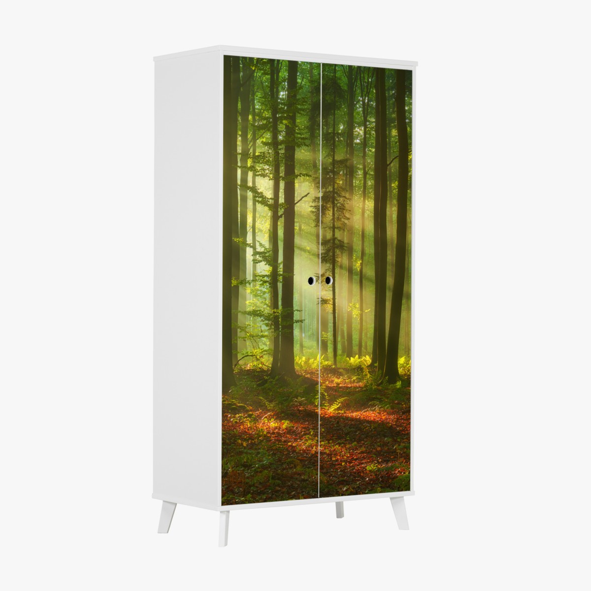 Schrankaufkleber morgendliches licht im grünen wald – Wallnifity®