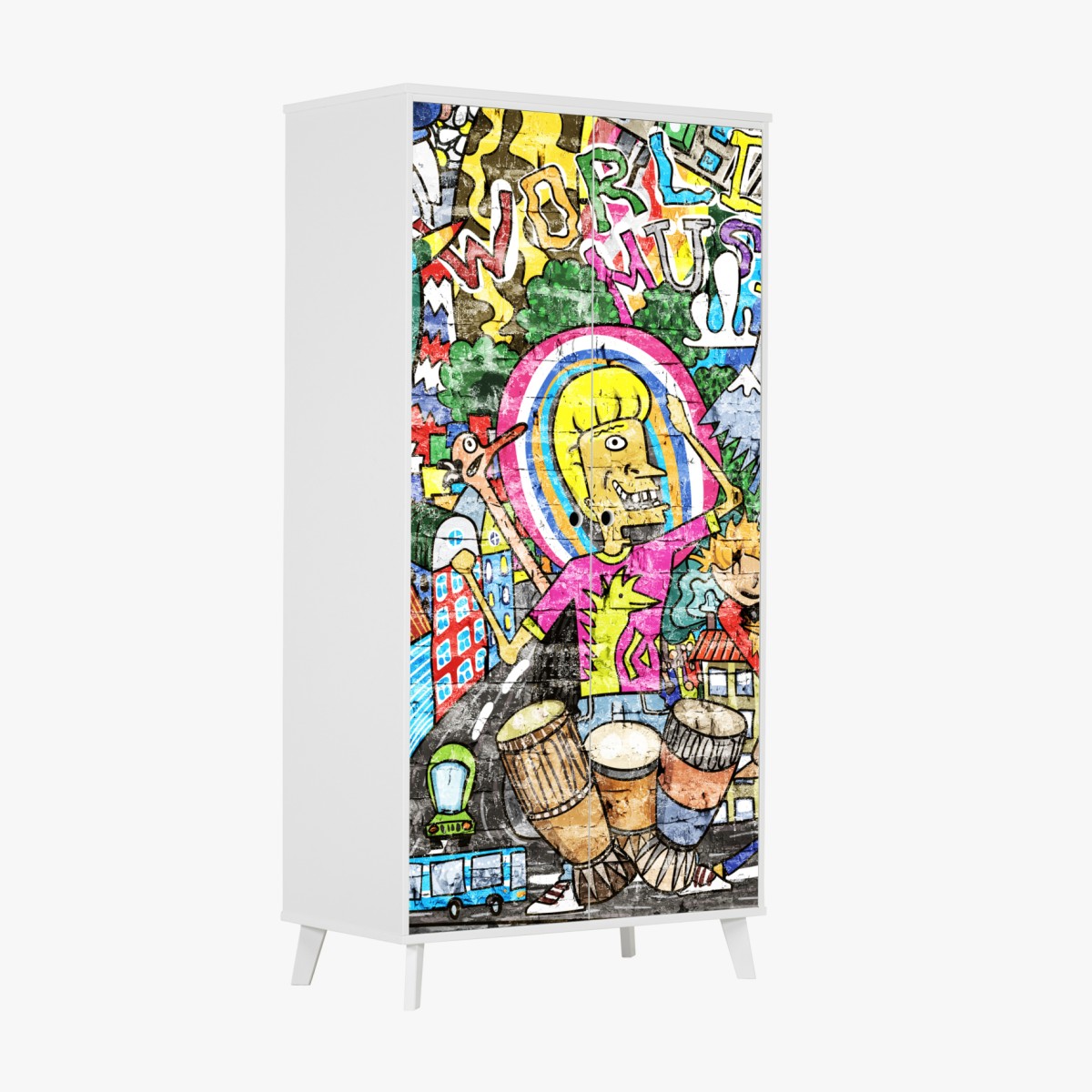 Schrankaufkleber farbenfrohes graffiti-wandbild – Wallnifity®