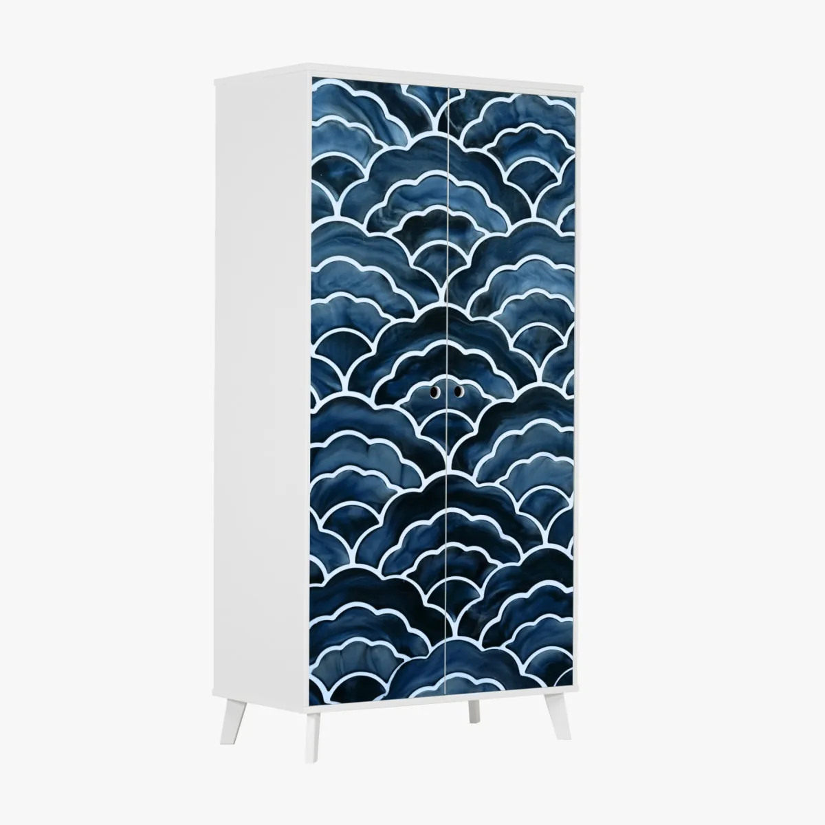 Schrankaufkleber japanisches blaues seigaiha-wellenmuster – Wallnifity®