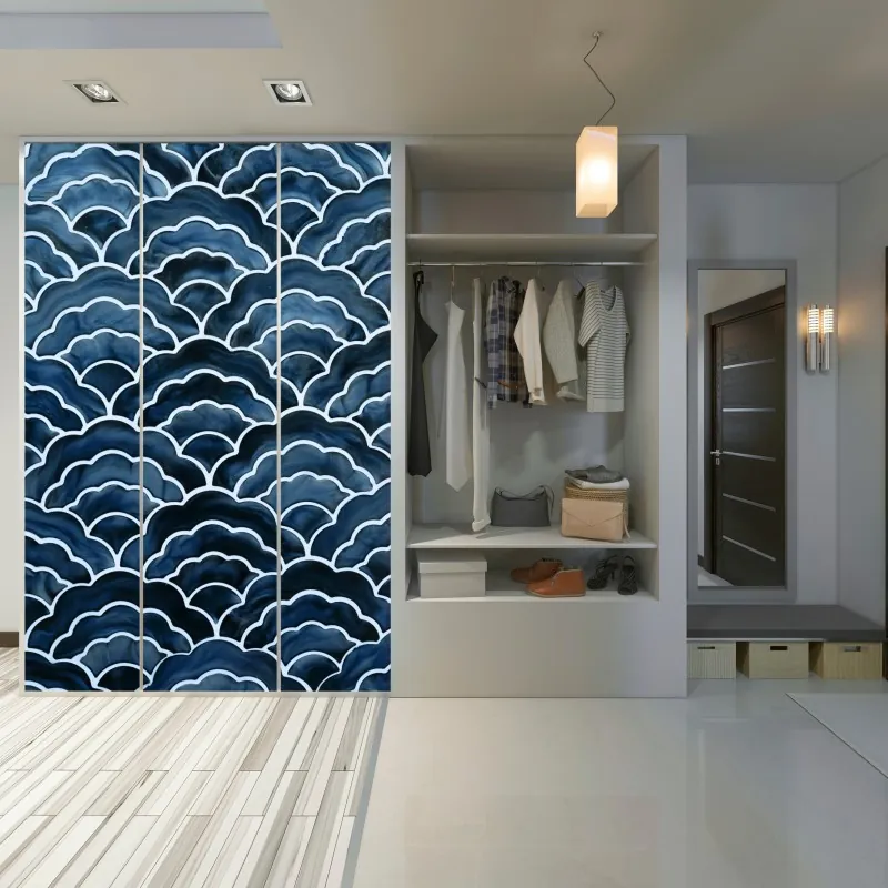 Schrankaufkleber blaues marmor flüssigmuster – Wallnifity®