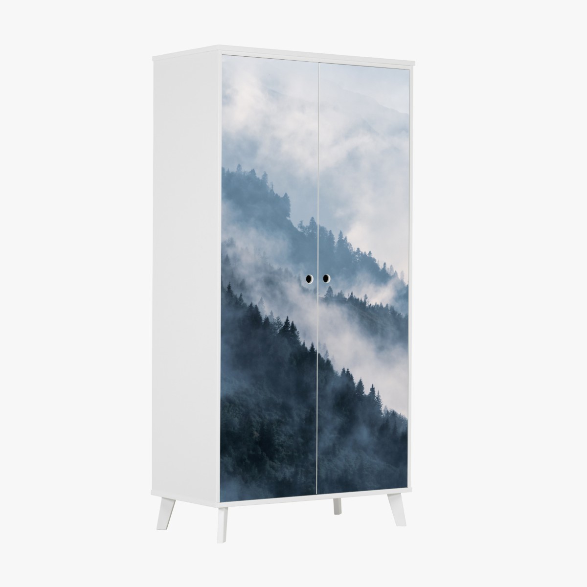 Schrankaufkleber nebelverhangene bergkämme – Wallnifity®