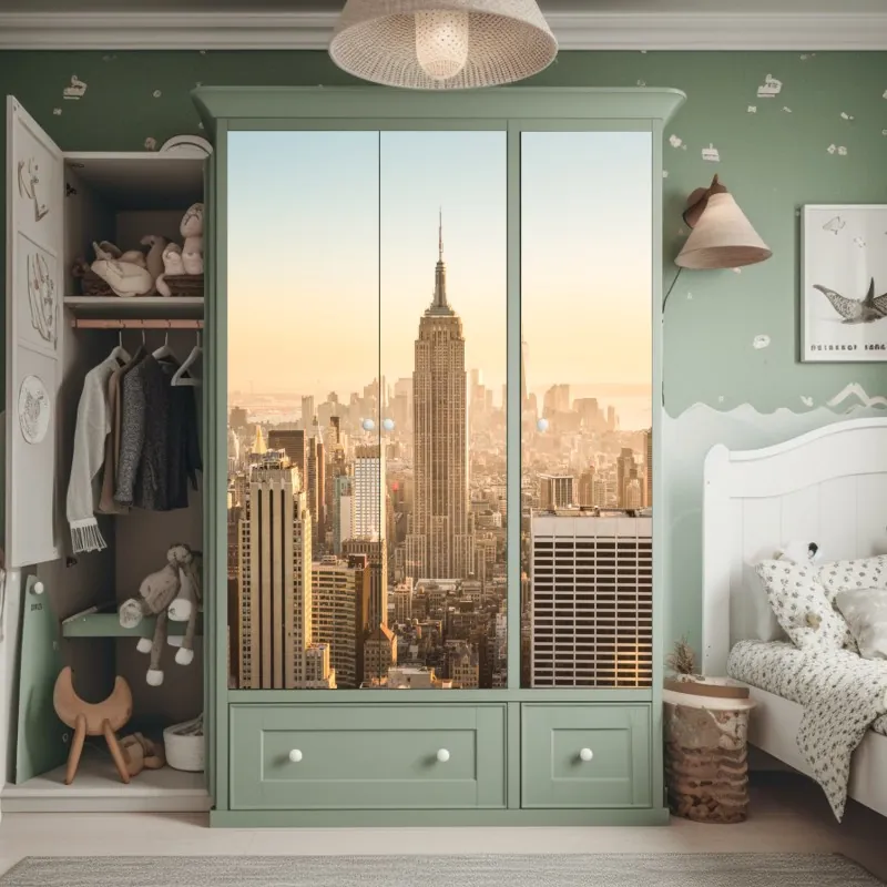 Schrankaufkleber lebendige türkis-orange marmorierte kunst – Wallnifity®