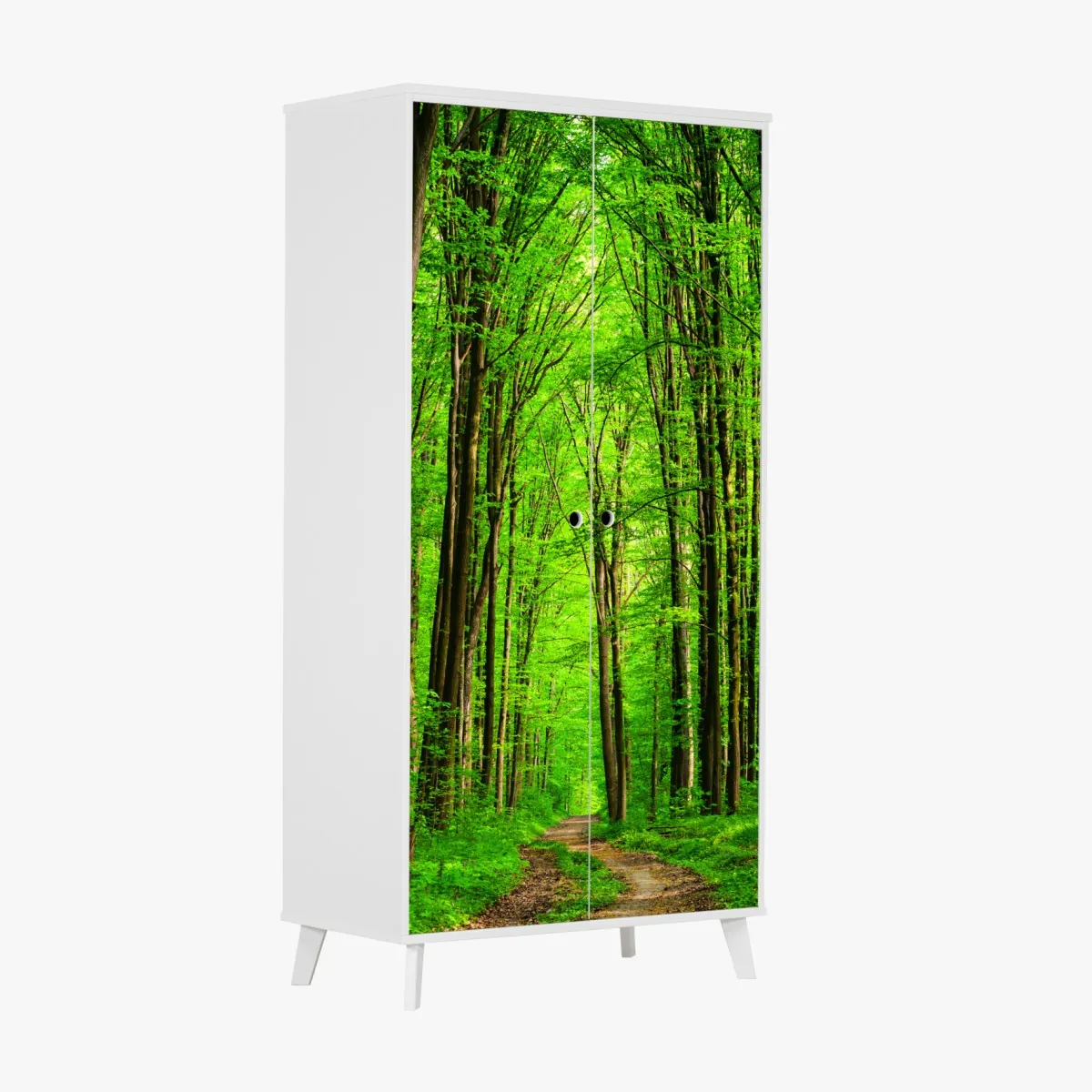 Schrankaufkleber üppiger grüner waldweg – Wallnifity®