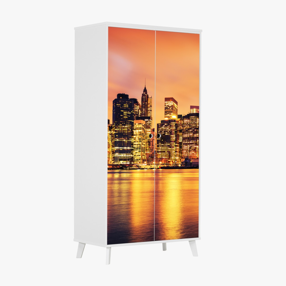 Schrankaufkleber New York skyline bei sonnenuntergang – Wallnifity®