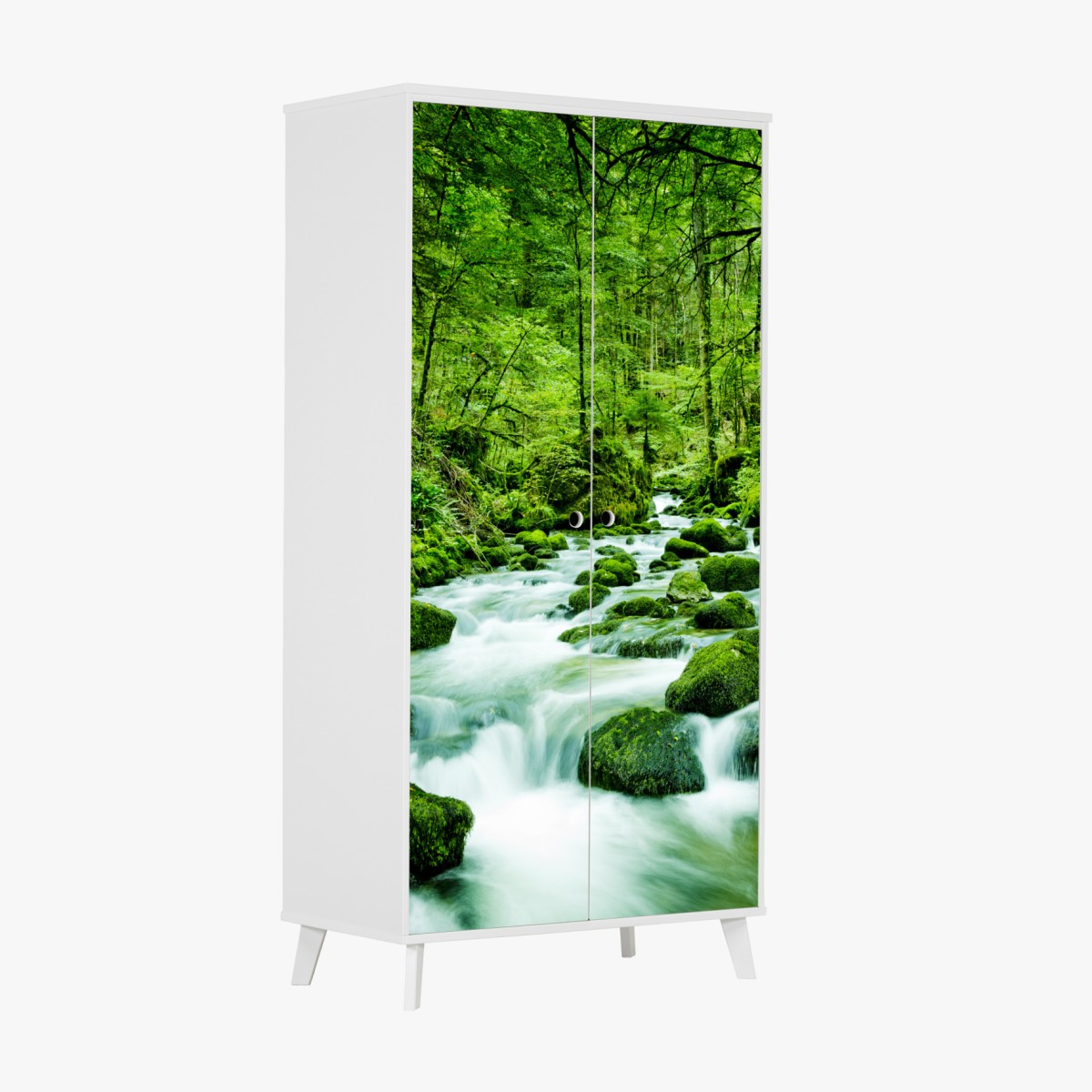 Schrankaufkleber moosbedeckter waldbach – Wallnifity®