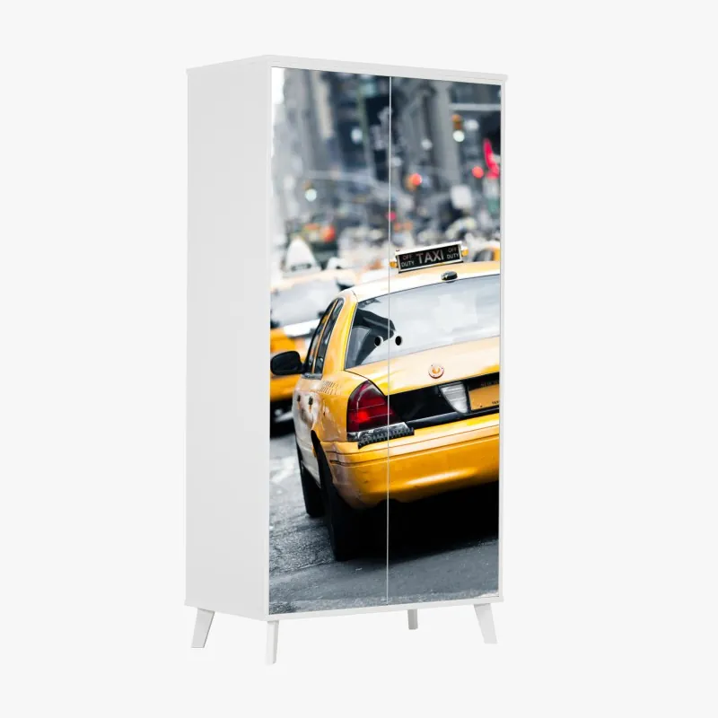 Schrankaufkleber sonniger waldweg zwischen kiefern – Wallnifity®