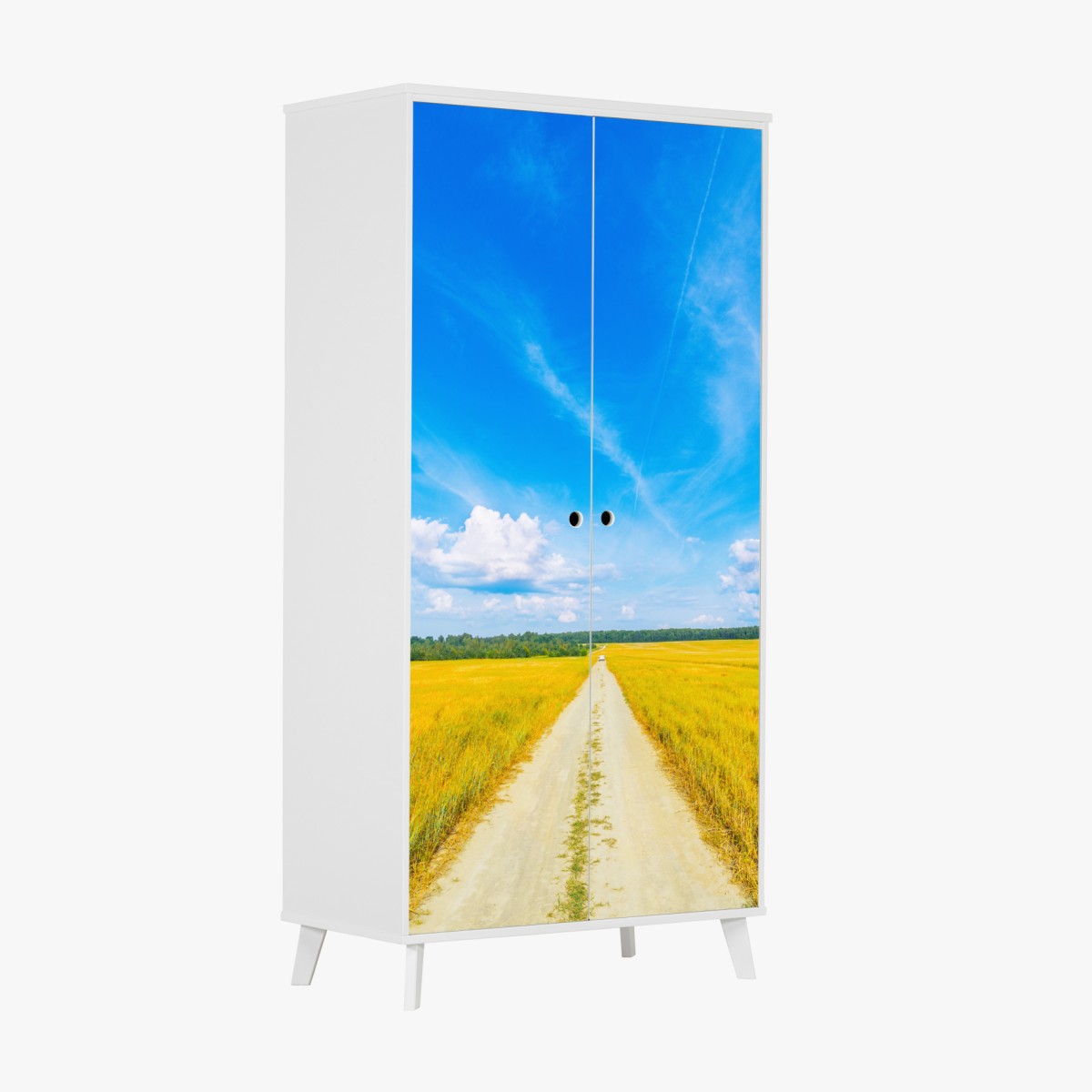 Schrankaufkleber goldene wiese unter weitem blauem himmel – Wallnifity®