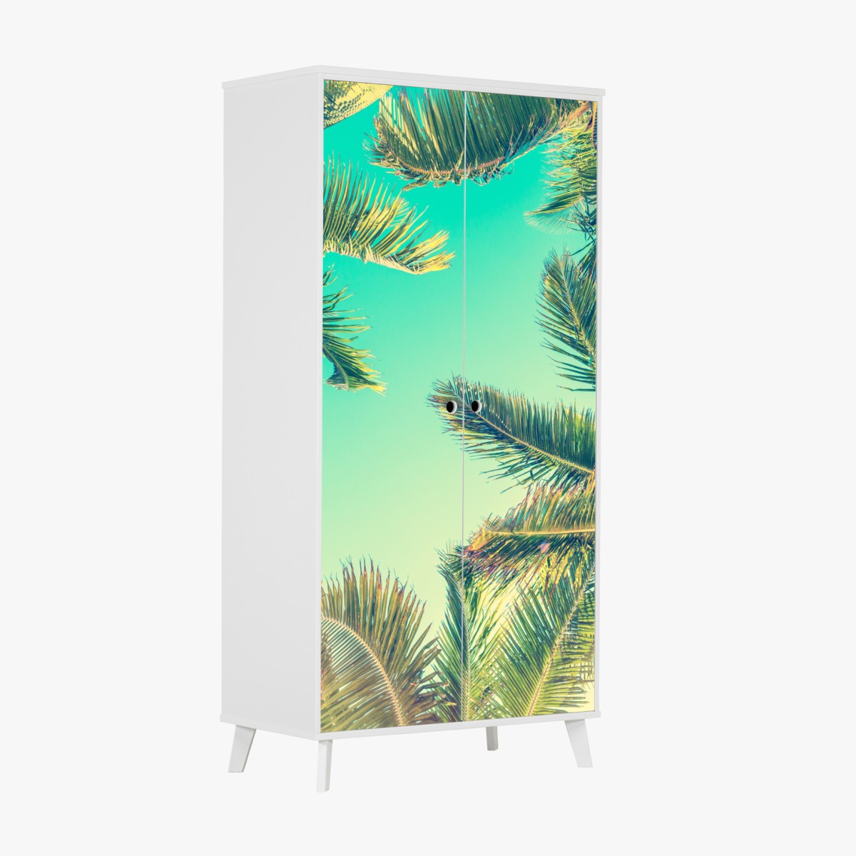 Schrankaufkleber vintage türkis palmenhimmel – Wallnifity®